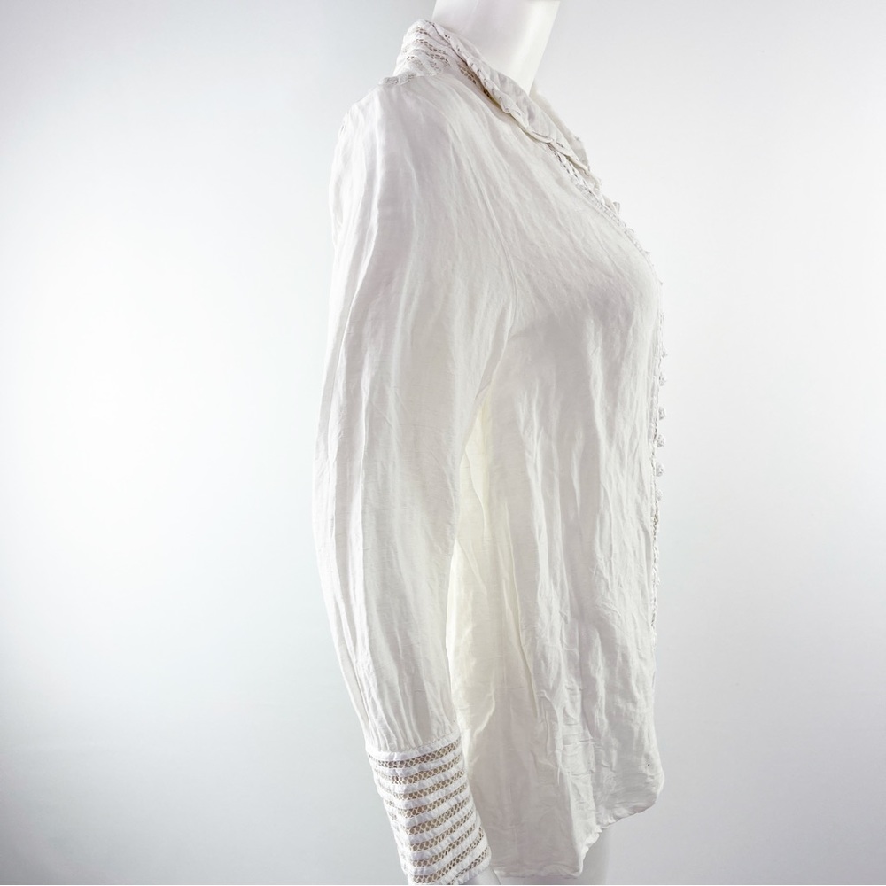 Soft Surroundings Women's White Long Sleeve Casual Button Down Top Size Petite S - Picture 8 of 10